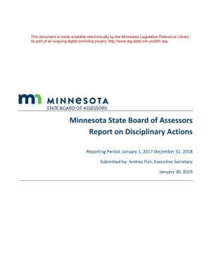 Minnesota State Board of Assessors Report on Disciplinary Actions