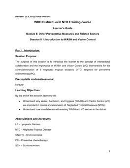 WHO District Level NTD Training Course