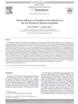 Human Influence on Distribution and Extinctions of the Late
