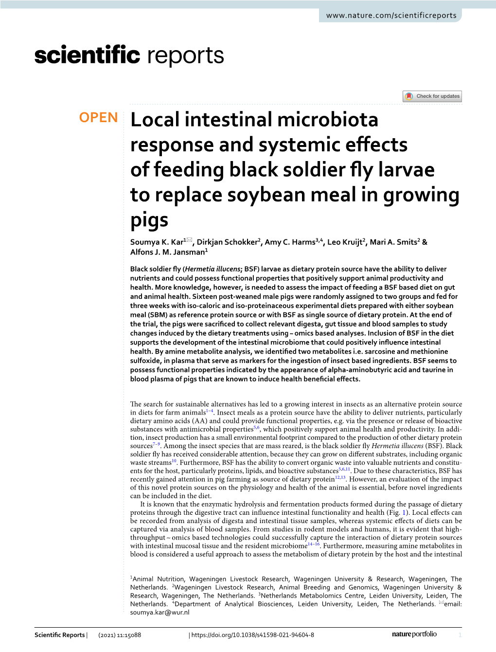 Local Intestinal Microbiota Response and Systemic Effects of Feeding Black Soldier Fly Larvae to Replace Soybean Meal in Growing