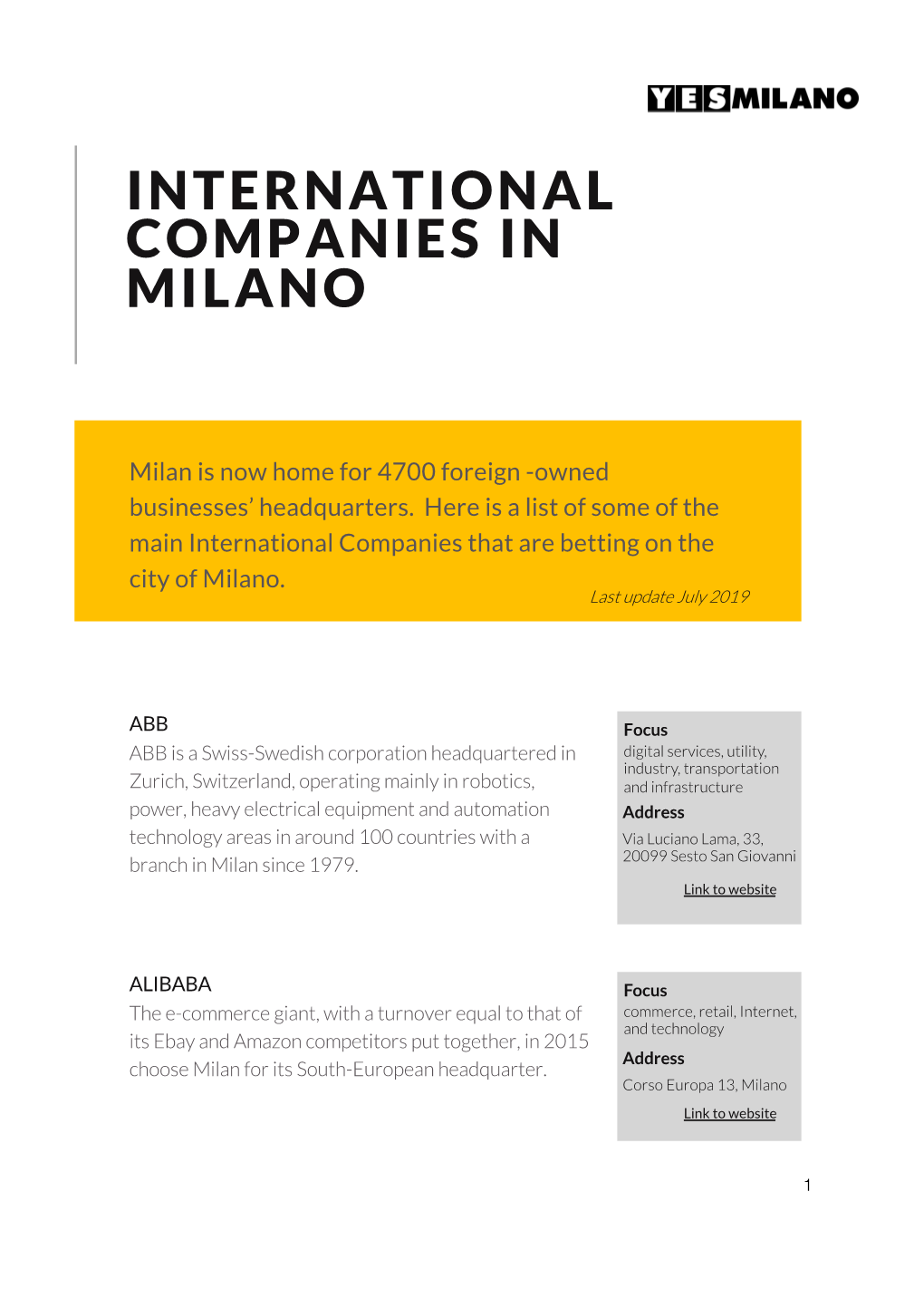 International Companies in Milano
