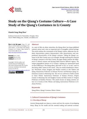 Study on the Qiang's Costume Culture—A Case Study of the Qiang's Costumes in Li County