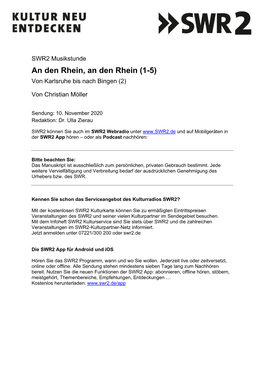 An Den Rhein, an Den Rhein (1-5) Von Karlsruhe Bis Nach Bingen (2)
