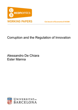 Corruption and the Regulation of Innovation Alessandro De Chiara