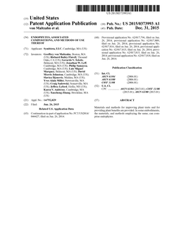 (12) Patent Application Publication (10) Pub. No.: US 2015/0373993 A1 Von Maltzahn Et Al