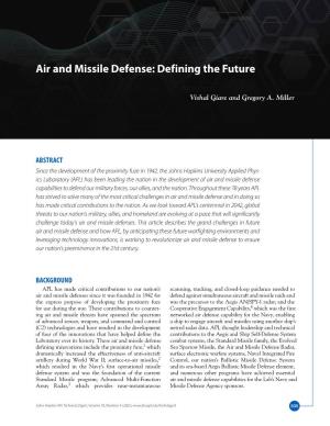 Air and Missile Defense: Defining the Future