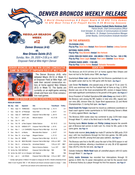 Denver Broncos Weekly Release Packet