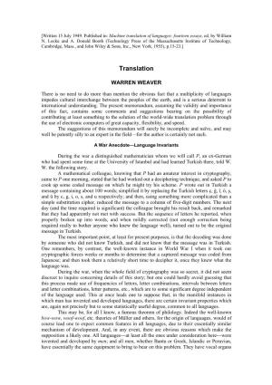 Translation of Languages: Fourteen Essays, Ed