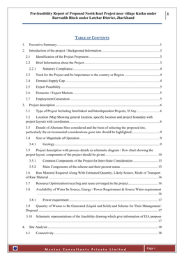 Pre-Feasibility Report of Proposed North Koel Project Near Village Kutku Under Barwadih Block Under Latehar District, Jharkhand