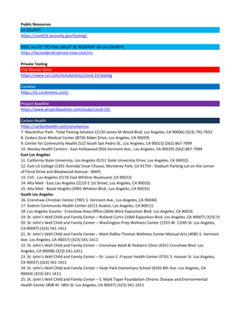 COVID-19 Testing Sites