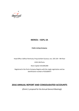2016 Annual Report and Consolidated Accounts