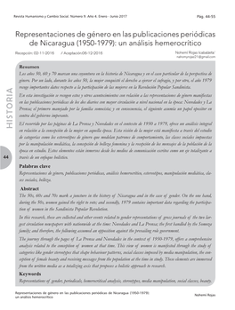 Historia De Nicaragua Y En El Caso Particular De La Perspectiva De Género