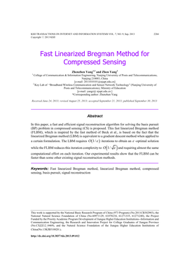 Fast Linearized Bregman Method for Compressed Sensing
