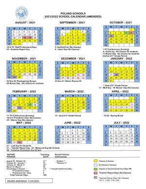 Poland Schools 2021/2022 School Calendar (Amended) August – 2021 September – 2021 October – 2021 November – 2021