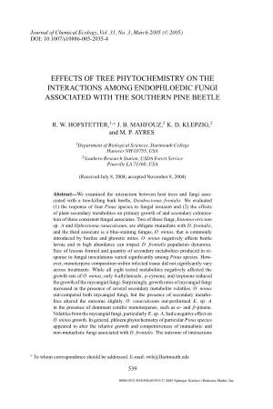 Effects of Tree Phytochemistry on the Interactions Among Endophloedic Fungi Associated with the Southern Pine Beetle