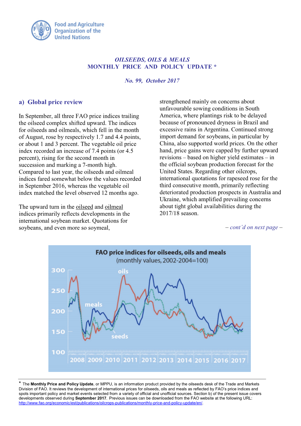 Oilcrops Monthly Price and Policy Update –