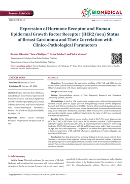 (HER2/Neu) Status of Breast Carcinoma and Their Correlation with Clinico-Pathological Parameters