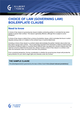 Governing Law) Boilerplate Clause