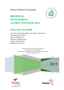 REGIONAL INVESTMENT ATTRACTIVENESS 2015 Mazovian