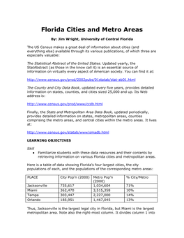 Florida Cities and Metro Areas