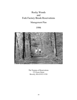 Rocky Woods Fork Factory Brook Management Plan 1996