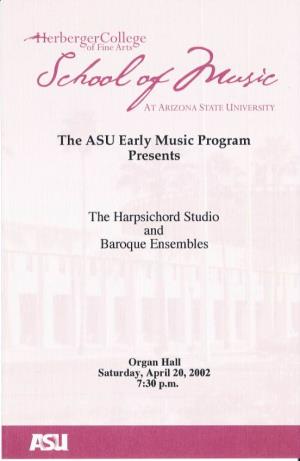 4L:Crberqercollee.E the ASU Early Music Program