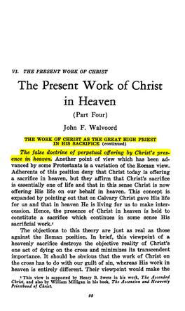 The Present Work of Christ in Heaven (Part Four)