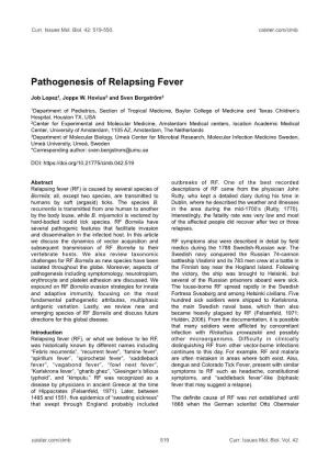 Pathogenesis of Relapsing Fever