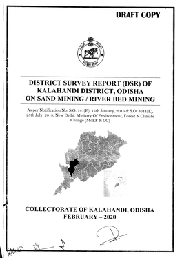 Of Kalahandi District, Odisha on Sand Mining / River Bed Mining