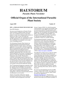 HAUSTORIUM 45 August 2004 1 HAUSTORIUM Parasitic Plants Newsletter