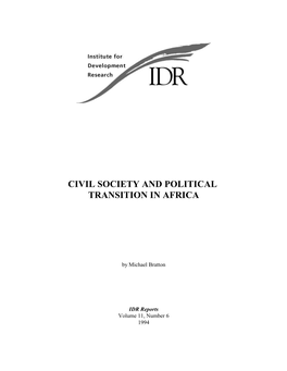 Civil Society and Political Transition in Africa