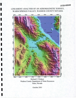 Lineament Analysis Of' an Aeromagnetic Survey, Warm Springs Valley, Washoe County, Nevada