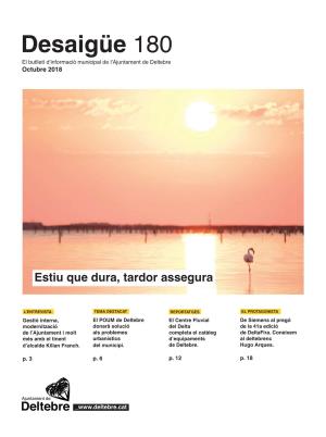 Desaigüe 180 El Butlletí D’Informació Municipal De L’Ajuntament De Deltebre Octubre 2018