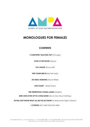 Monologues for Females