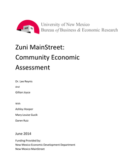Zuni Mainstreet: Community Economic Assessment