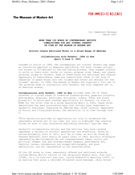 Page 1 of 3 Moma | Press | Releases | 2001 | Parkett 1/28/2009