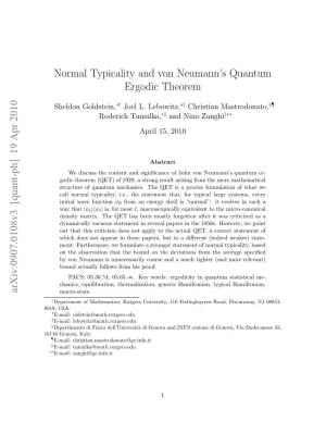 Normal Typicality and Von Neumann's Quantum Ergodic Theorem