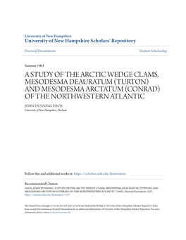 AND MESODESMA ARCTATUM (CONRAD) of the NORTHWESTERN ATLANTIC JOHN DUNNING DAVIS University of New Hampshire, Durham