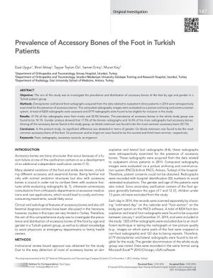 Prevalence of Accessory Bones of the Foot in Turkish Patients