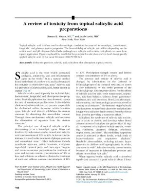 A Review of Toxicity from Topical Salicylic Acid Preparations
