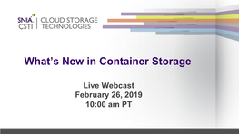 What's New in Container Storage