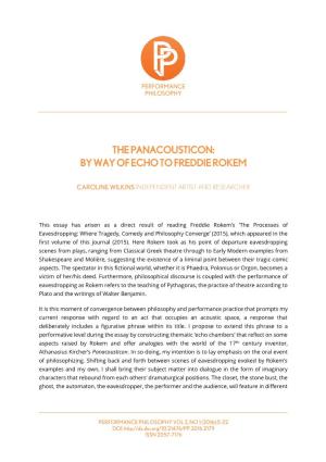 The Panacousticon: by Way of Echo to Freddie Rokem