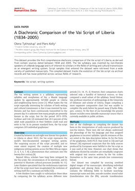 A Diachronic Comparison of the Vai Script of Liberia (1834–2005)