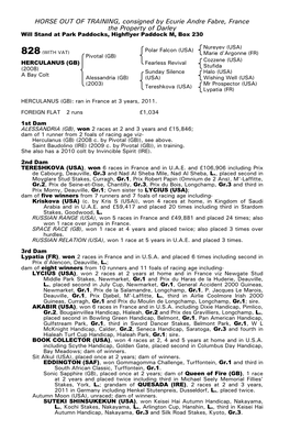 HORSE out of TRAINING, Consigned by Ecurie Andre Fabre, France the Property of Darley Will Stand at Park Paddocks, Highflyer Paddock M, Box 230