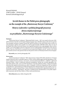 Ilustrowany Kuryer Codzienny” Motywy Żydowskie W Polskiej Fotografii Prasowej Okresu Międzywojennego Na Przykładzie „Ilustrowanego Kuryera Codziennego”