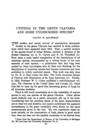 Cystidia in the Genus Clavaria and Some Undescribed Species*