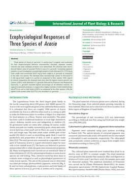 Ecophysiological Responses of Three Species of Acacia