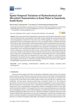 Spatio-Temporal Variations of Hydrochemical and Microbial Characteristics in Karst Water in Samcheok, South Korea