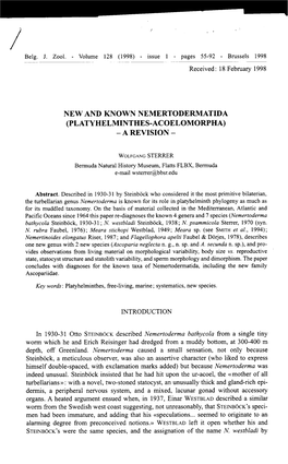 New and Known Nemertodermatida (Platyhelminthes-Acoelomorpha) - a Revision