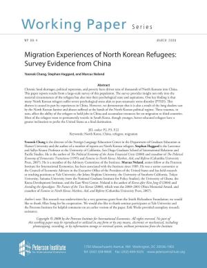 WP08-4: Migration Experiences of North Korean Refugees: Survey
